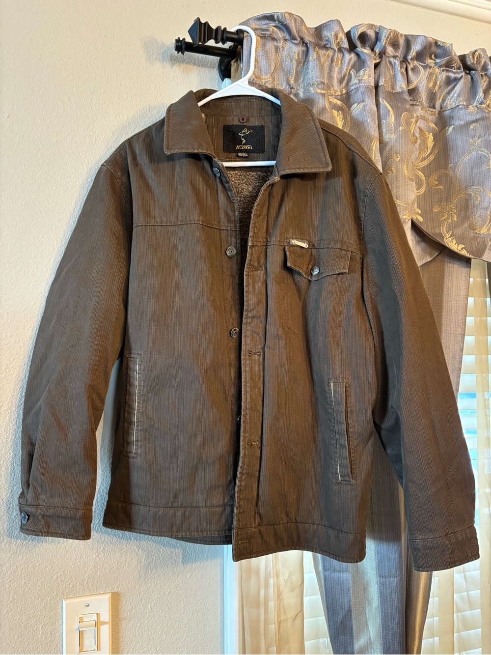 Brown Men's Sherpa-Lined Jacket